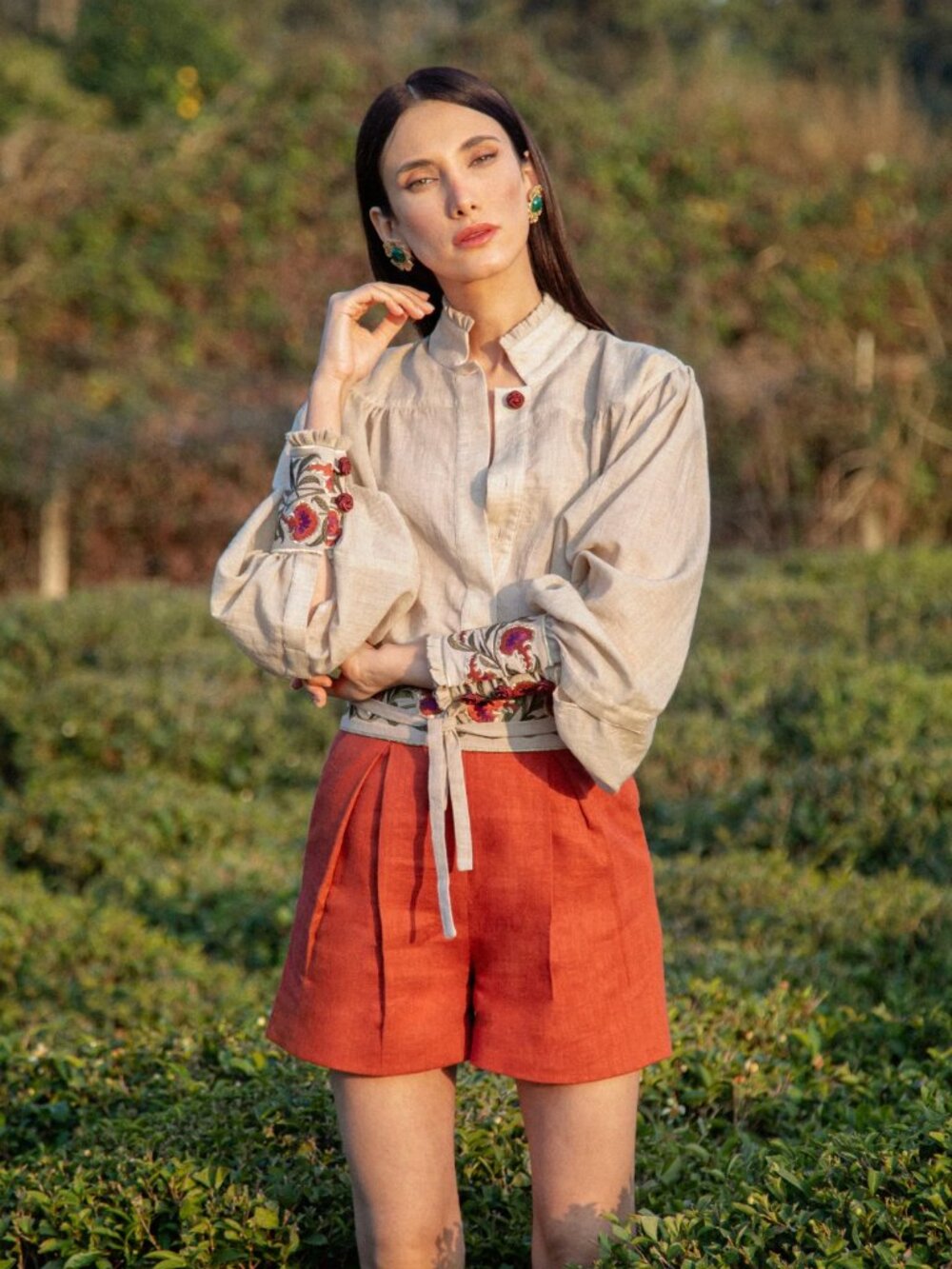 Rosewater House Made in Turkey Carnation Embroidery Blouse One Size